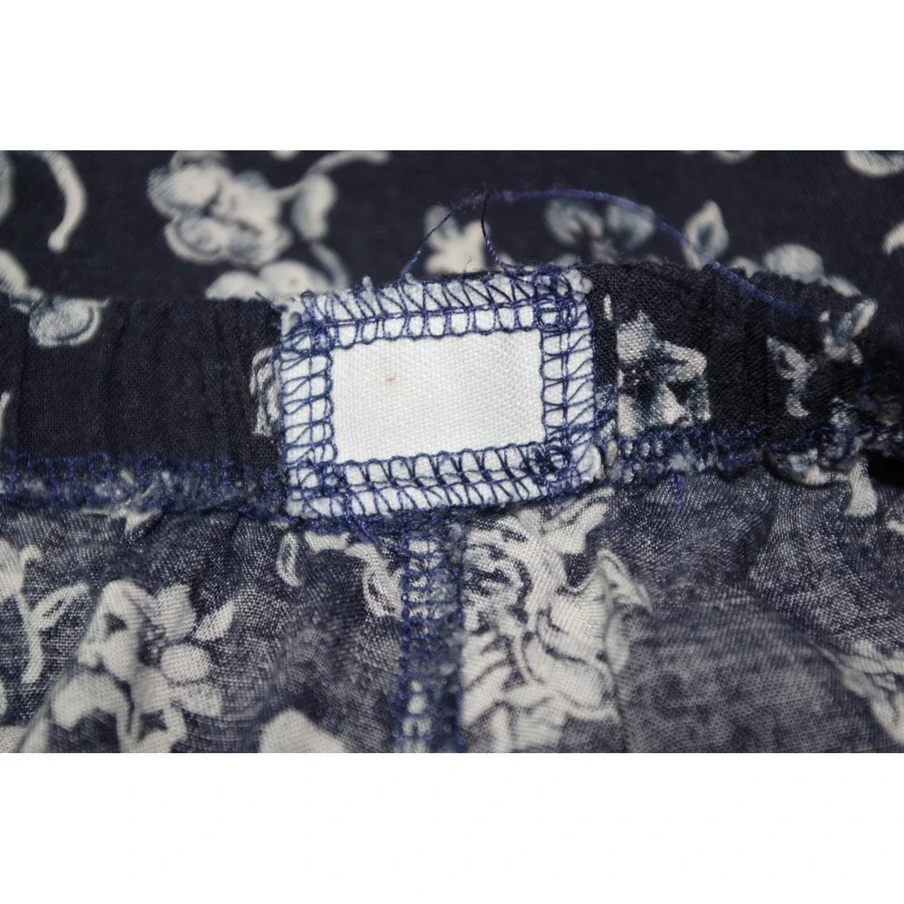 Navy Blue Medium? Floral A-Line Skirt Elastic Waist Cottagecore Prairie Boho